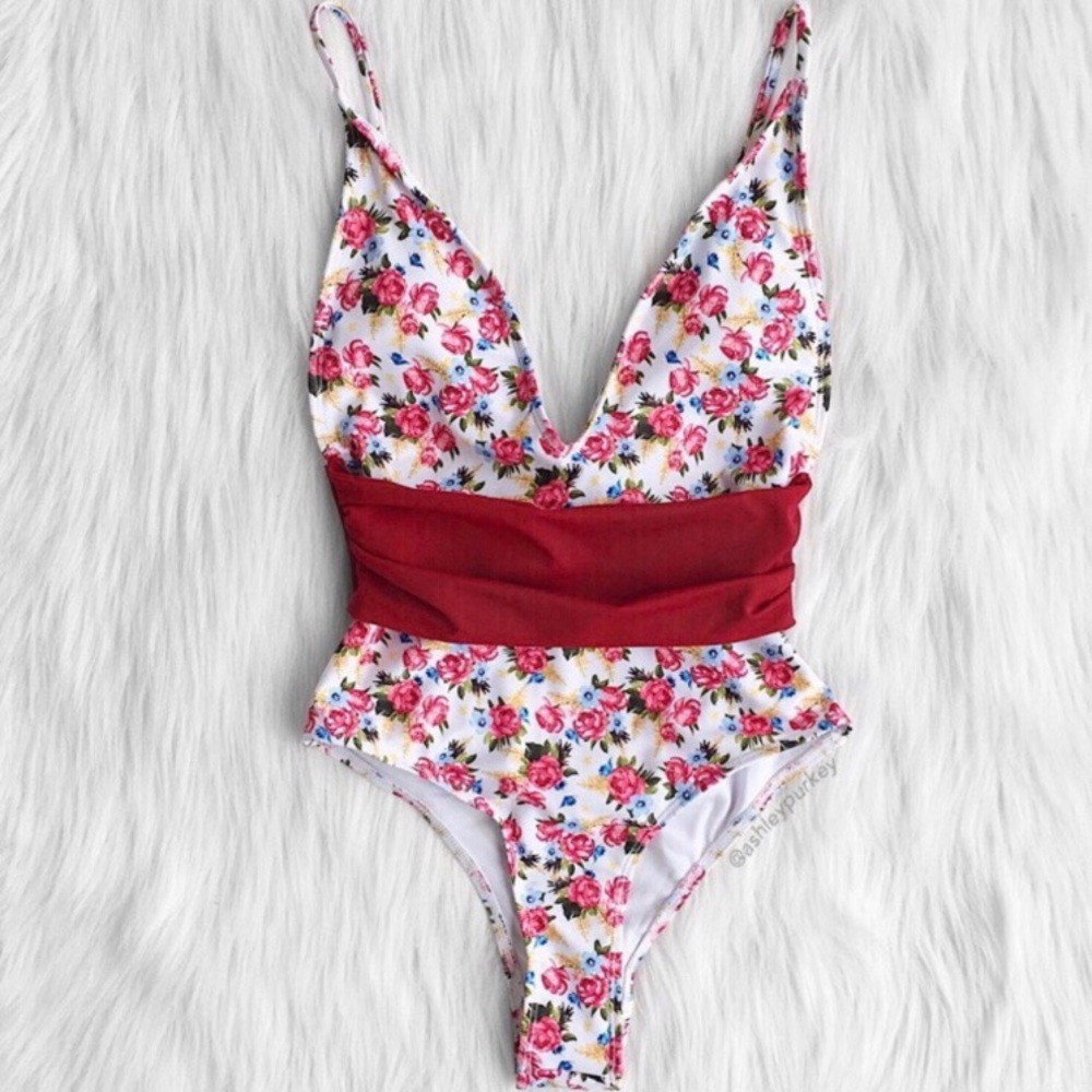 Cute onesie bathing suit with tie back